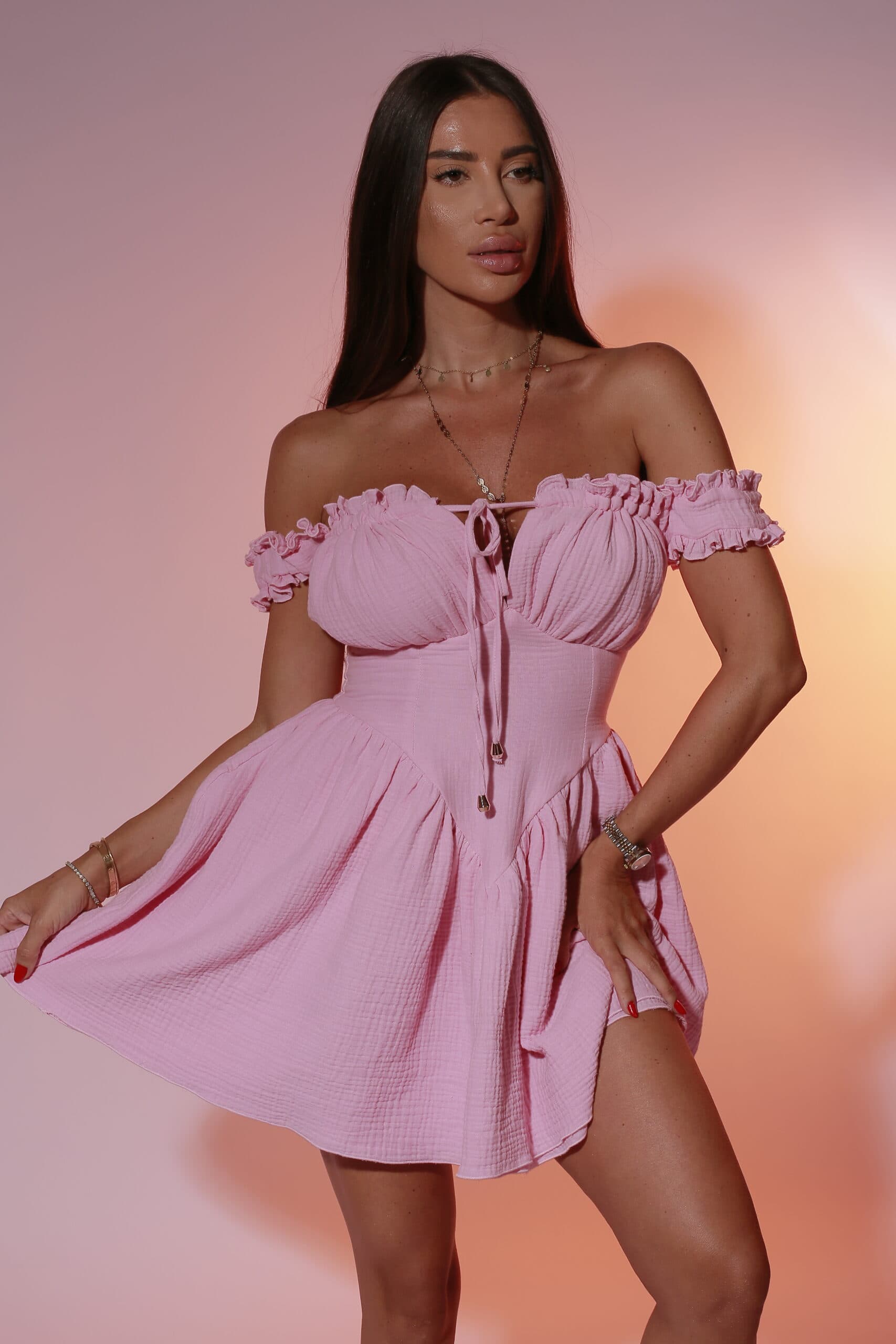 Rochie MUSELIN pink — imagine 6