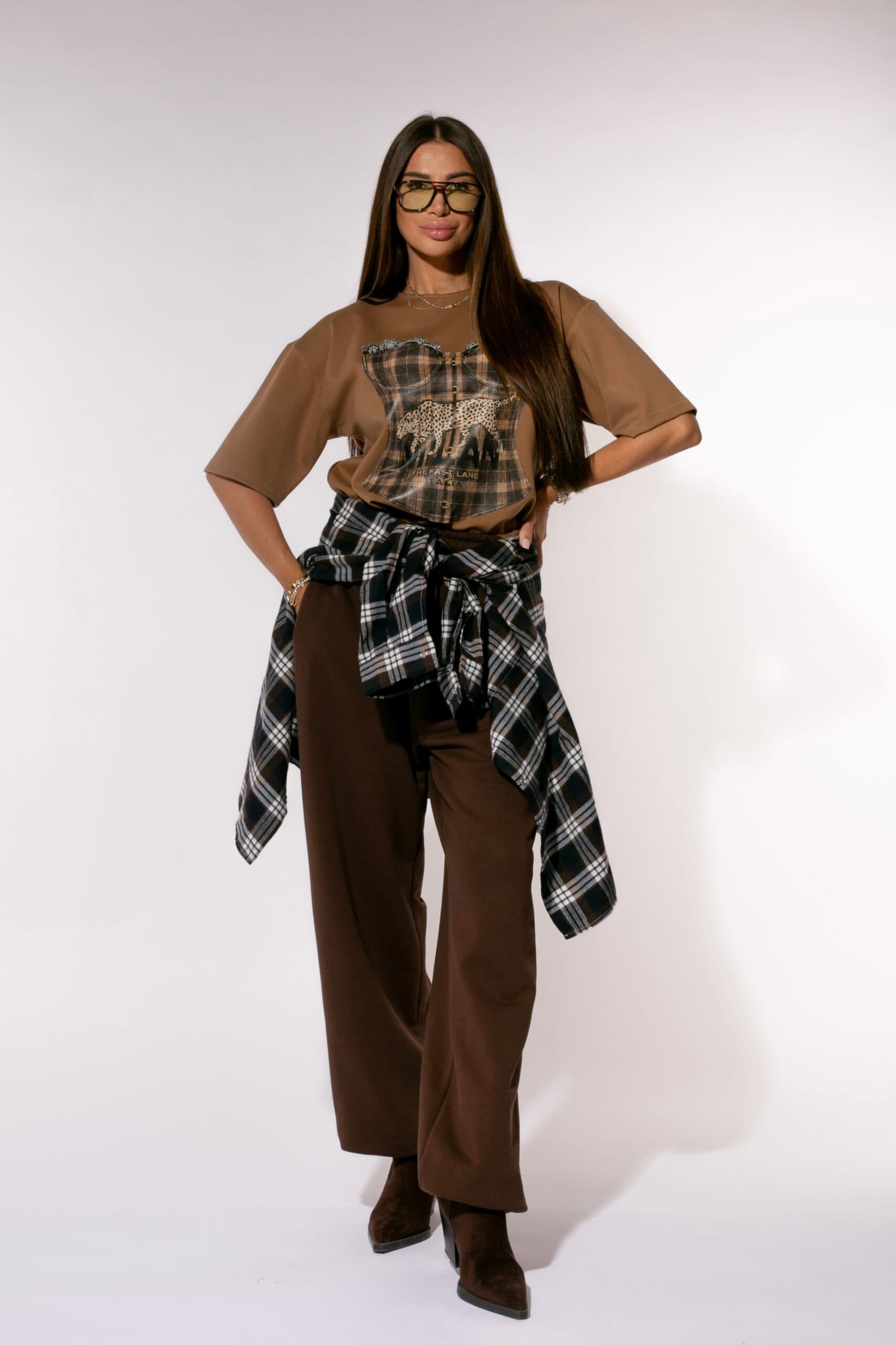 Pantalon Boyfriend Brown — imagine 3