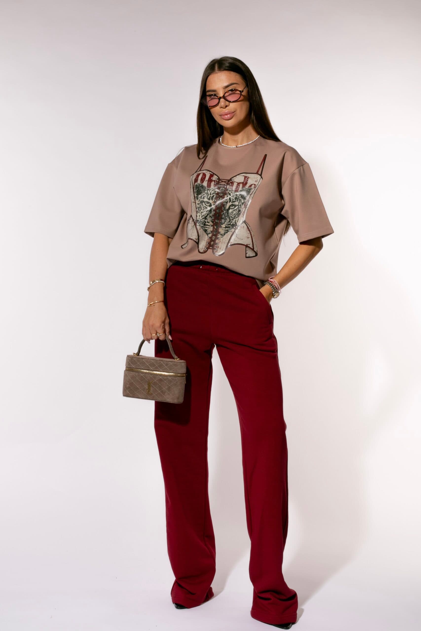 Pantalon Casual Burgundy — imagine 1