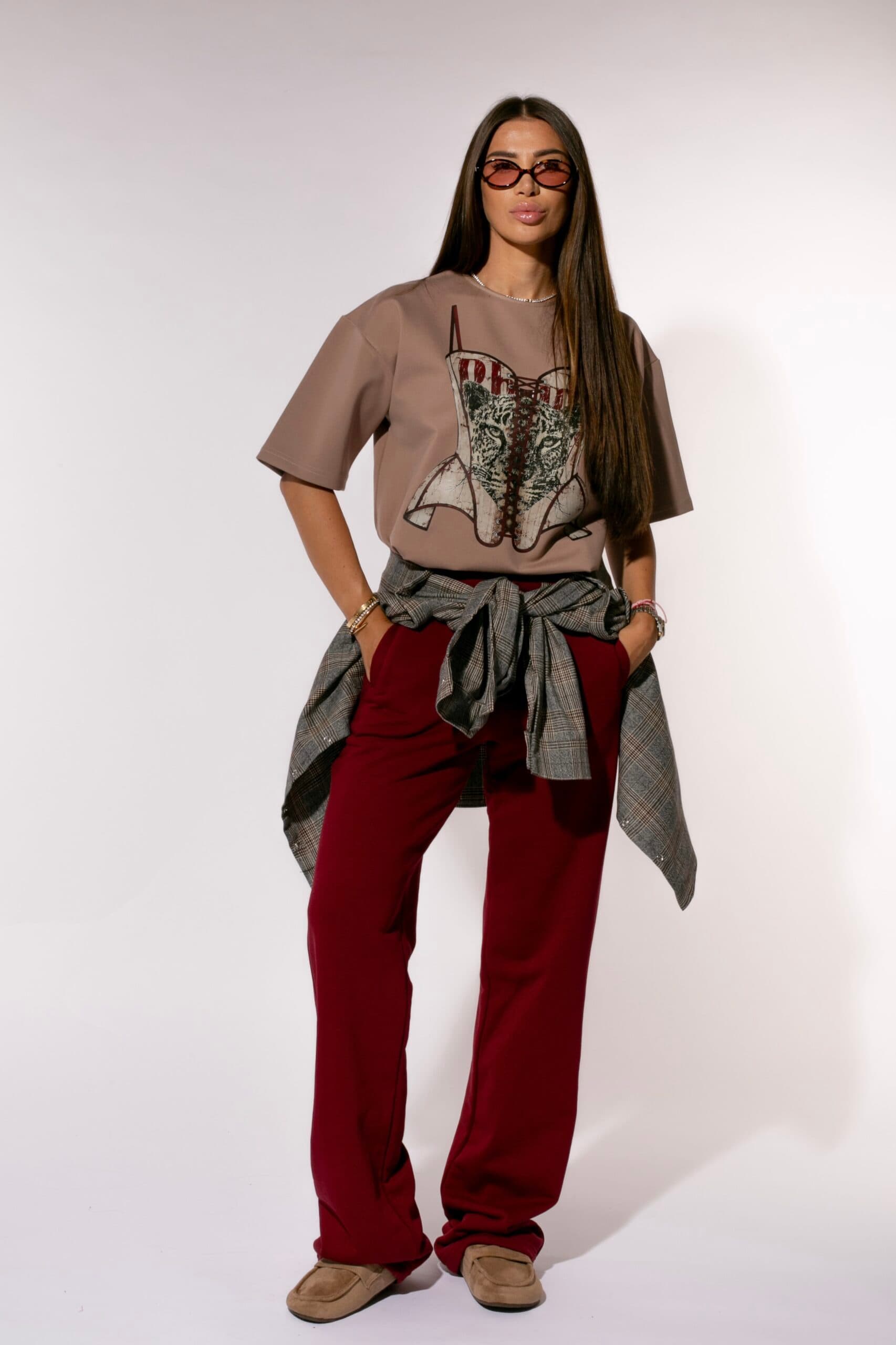 Pantalon Casual Burgundy — imagine 2